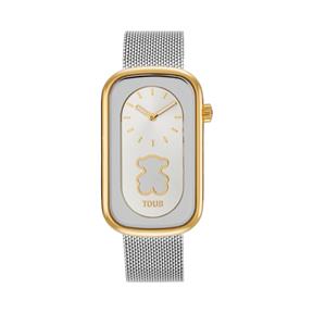 Reloj Tous Watches T-Band Club Malla Acero Plateado y Dorado Silueta Oso Mujer 3000140700