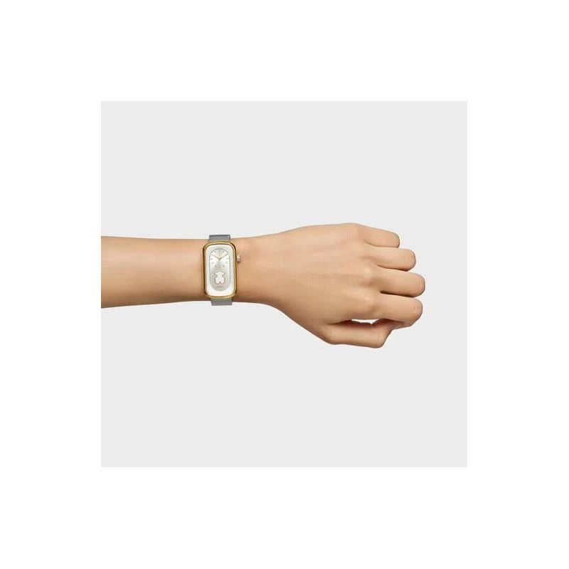 Reloj Tous Watches T-Band Club Malla Acero Plateado y Dorado Silueta Oso Mujer 3000140700
