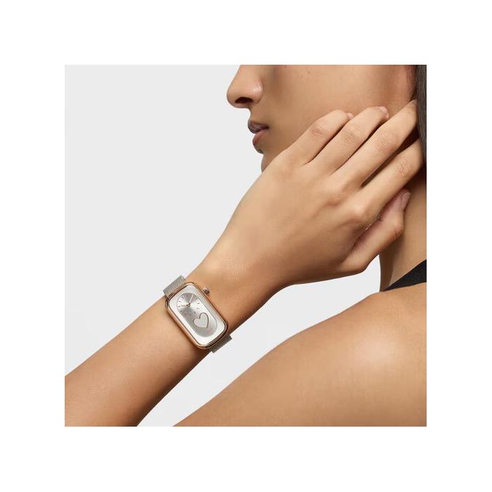 Reloj Tous Watches T-Band Club Malla Acero Plateado y Rosado Silueta Corazón Mujer 3000140800