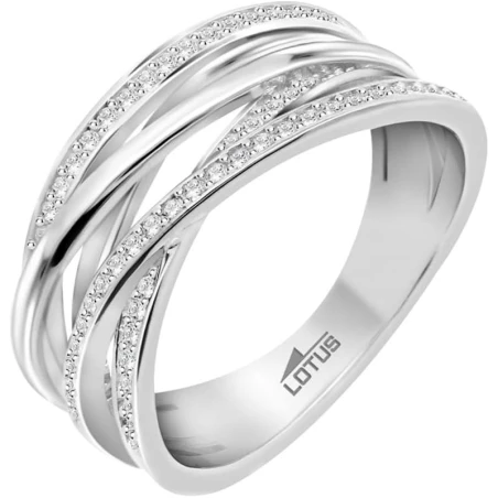 Anillo Lotus Silver Aros Entrelazados Plata y Circonitas Blancas LP3682-3/114