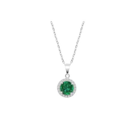 Gargantilla Lotus Silver Colors Círculo Plata y Circonitas Blancas y Verde LP3790-1/3