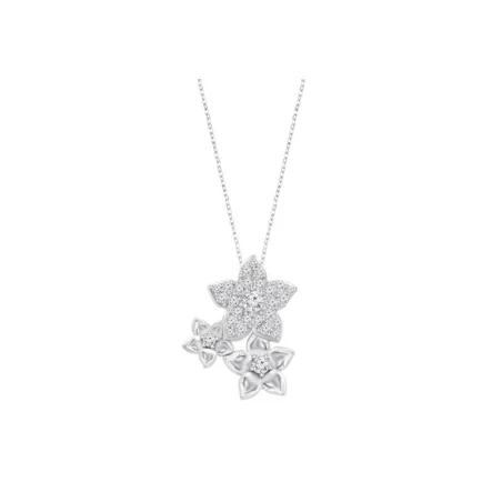Gargantilla Lotus Silver Trendy Flores Plata y Circonitas Blancas LP3836-1/1