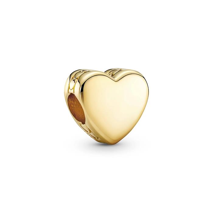 Charm Pandora Corazón Baño Oro Grabable 762015C00
