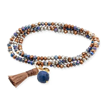 Pulsera Marina García Zen Chocolate Plata Baño Oro y Durmortierita 90905UA