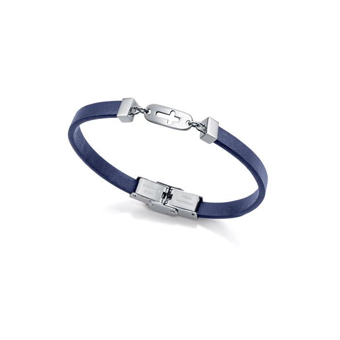 Pulsera Viceroy Fashion Piel Azul y Cruz Calada Acero Inoxidable Niño 75395P01013