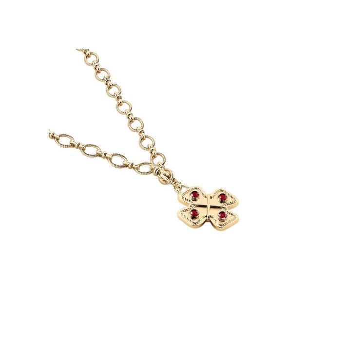 Gargantilla Corta Agatha Paris N-13 Cruz Baño oro y Piedras Rojas 02680409-324-TU