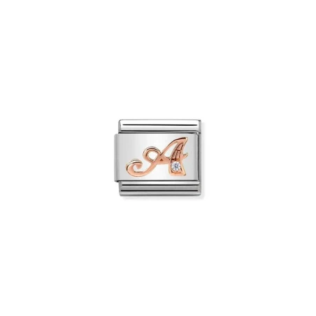 Composable Classic LETRAS en acero, circones y oro 9K A