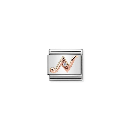 Composable Classic LETRAS en acero, circones y oro 9K N
