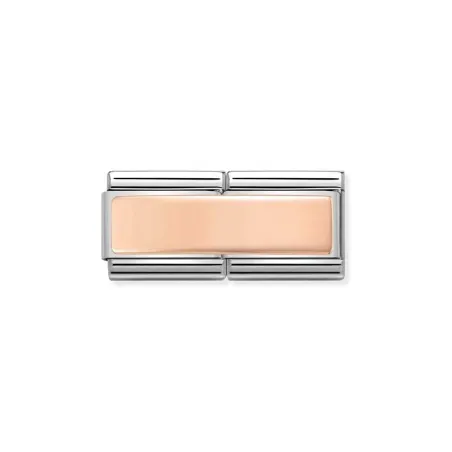 Composable DOUBLE Classic GRABADO acero y oro 375 CUSTOM Placa Lisa