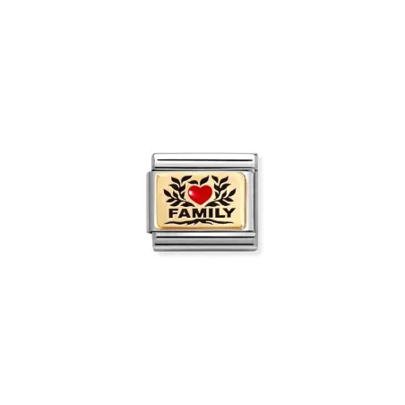 Composable Classic PLACAS (IC) en acero, esmalte y oro 18k Family Corazon Rojo