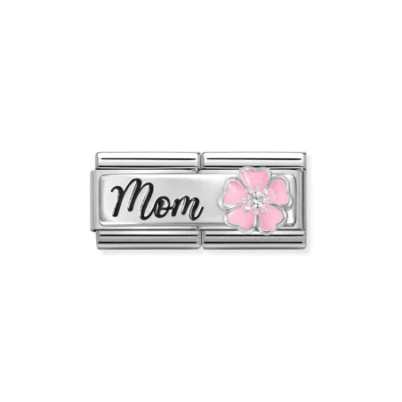 Composable DOBLE Classic PARTICULARES acero, esmalte, circonitas y plata 925 Mom con Flor
