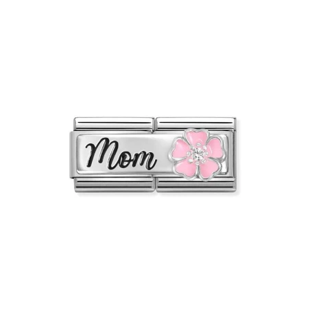 Composable DOBLE Classic PARTICULARES acero, esmalte, circonitas y plata 925 Mom con Flor