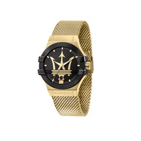 POTENZA 42MM 3H BLACK DIAL MESH BR YG