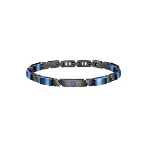 Pulsera Maserati Hombre Acero Inoxidable metalizado y Azul Cerámica JM221ATZ01