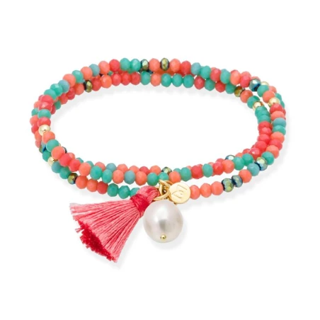 Pulsera Marina García Zen Mandarina Plata Baño Oro y Perla 90807UP