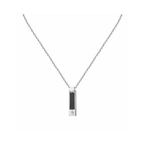 Collar Maserati Iconic Hombre Acero Inoxidable Plateado y Negro JM423AVD19