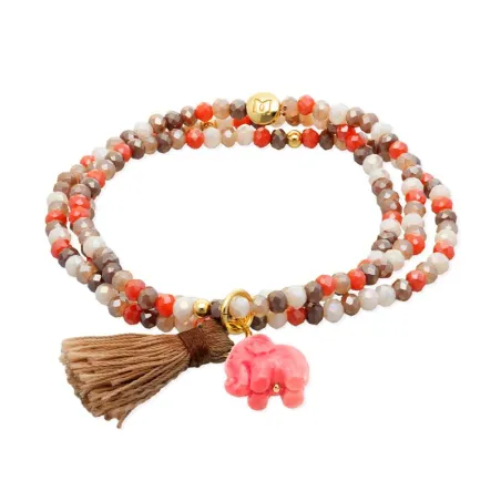 Pulsera Marina García Zen Roble Plata Baño Oro y Elefante 90979UE