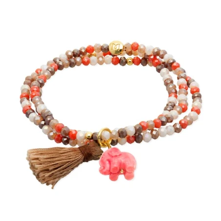 Pulsera Marina García Zen Roble Plata Baño Oro y Elefante 90979UE