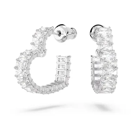 Pendientes Swarovski Matrix Aro Corazón Baño Rodio y Cristales Blancos 5653170