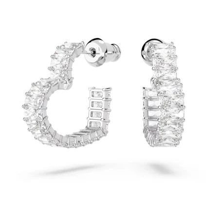 Pendientes Swarovski Matrix Aro Corazón Baño Rodio y Cristales Blancos 5653170