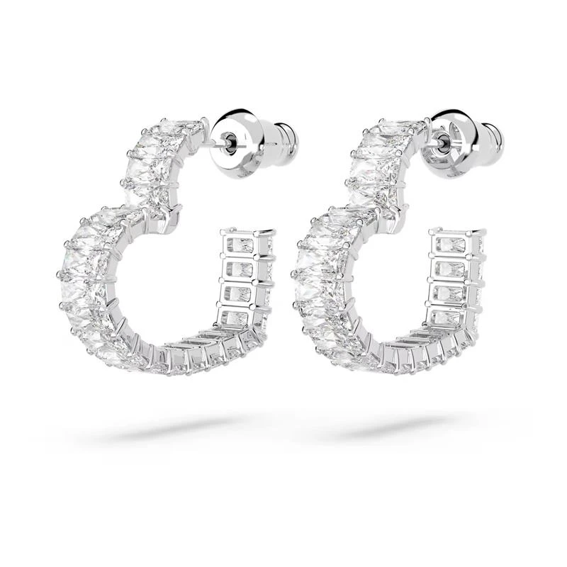 Pendientes Swarovski Matrix Aro Corazón Baño Rodio y Cristales Blancos 5653170