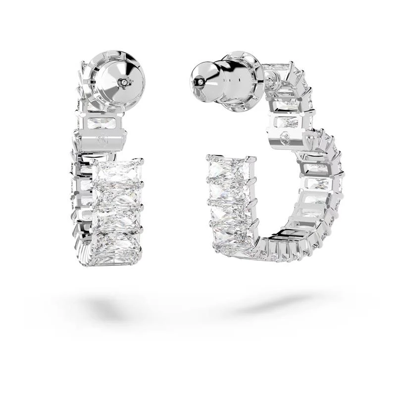 Pendientes Swarovski Matrix Aro Corazón Baño Rodio y Cristales Blancos 5653170
