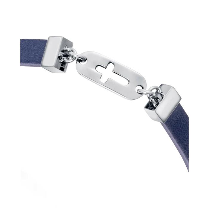 Pulsera Viceroy Fashion Piel Azul y Cruz Calada Acero Inoxidable Niño 75395P01013
