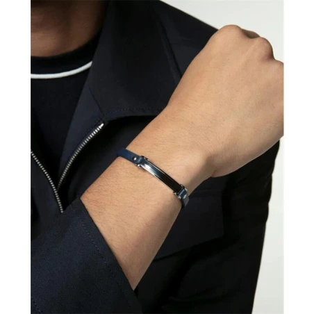 Pulsera Viceroy Fashion Piel Azul y Acero Inoxidable Hombre 75379P01013