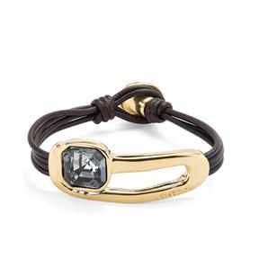 Pulsera UNOde50 Ser Expresiva Cuero Negro, Baño Oro y Cristal Negro Facetado PUL2513NGRORO0M
