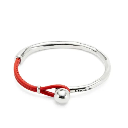 Pulsera UNOde50 Ser Intrépida Baño Plata y Cuero Rojo PUL2551CRLMTL0M