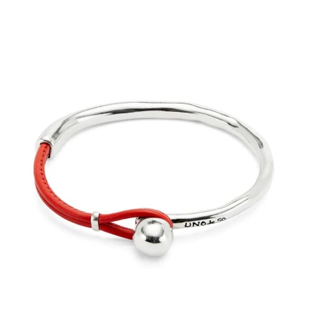 Pulsera UNOde50 Ser Intrépida Baño Plata y Cuero Rojo PUL2551CRLMTL0M