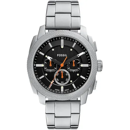 Reloj Fossil Machine Plateado y Negro Cronógrafo Hombre FS6095