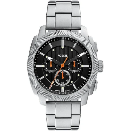 Reloj Fossil Machine Plateado y Negro Cronógrafo Hombre FS6095