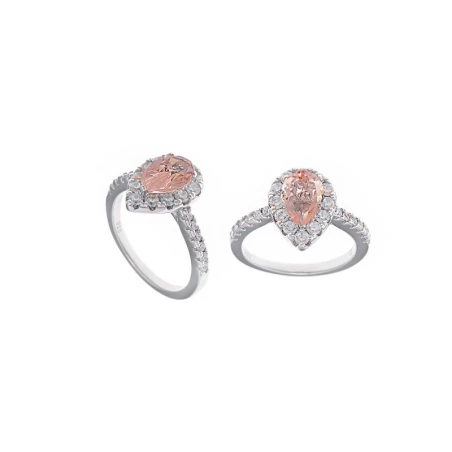 Anillo Salvatore Plata Baño Rodio, Circonitas Blancas y Morganita 112S0271