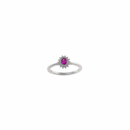 Anillo Salvatore Plata Baño Rodio, Circonitas blancas y Rubí 136S0417