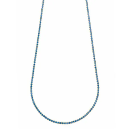 Collar Salvatore Riviere Plata Baño Oro y Circonitas Azul Aguamarina 258C0016