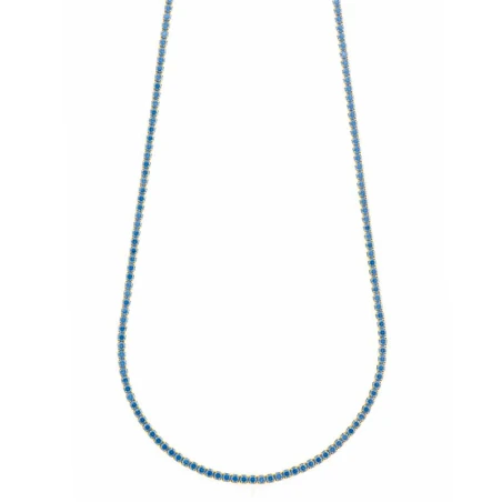 Collar Salvatore Riviere Plata Baño Oro y Circonitas Azul Aguamarina 258C0016