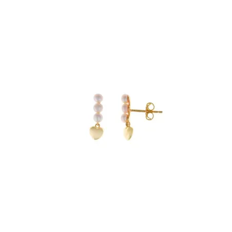 Pendientes Salvatore Corazón Plata Baño Oro y Perlas 272A0024