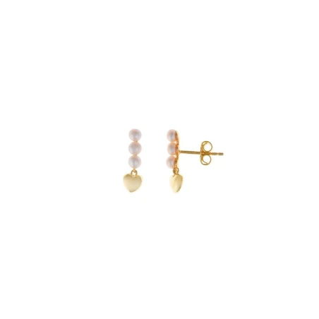 Pendientes Salvatore Corazón Plata Baño Oro y Perlas 272A0024