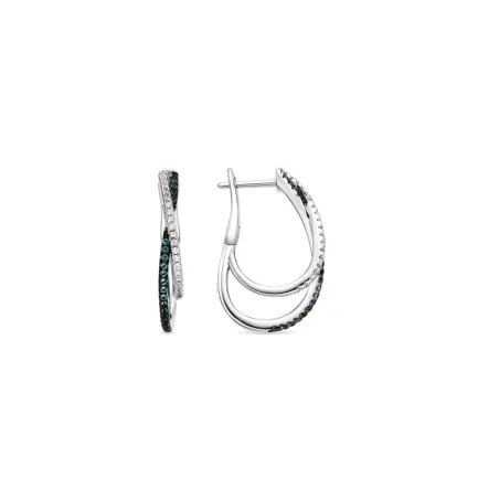 Pendientes Luxenter Atura Aros Entrelazados Plata Baño Rodio y Circonitas Blancas y Negras ET53890700