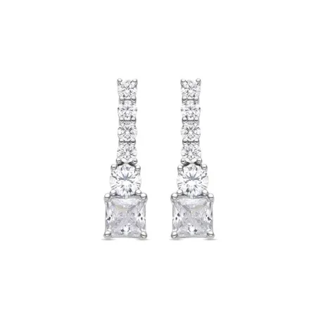 Pendientes Luxenter Himith Barras Plata Baño Rodio y Circonitas Blancas ET5450000