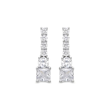 Pendientes Luxenter Himith Barras Plata Baño Rodio y Circonitas Blancas ET5450000