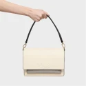 Bandolera TOUS Audree Saffiano Beige y Gris Mediana 2002202601