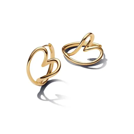 Pendientes Pandora Essence Aro Corazón Forma Orgánica Baño Oro 263807C00