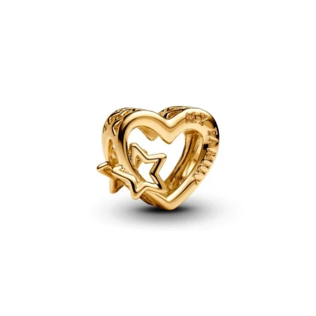 Charm Pandora Corazón y Estrella Familiar Baño Oro 762829C00