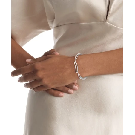 Pulsera Calvin Klein Asymmetrical Elegannce Acero Plateado y Cristales Blancos 35000542