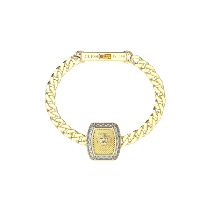 Pulsera Guess Lion King Acero Baño Oro León y...