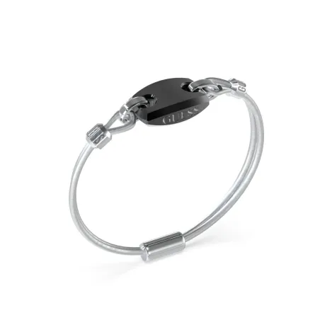 Pulsera Guess Poseidon Acero Plateado y Negro Hombre JUMB05041JWSTBKS