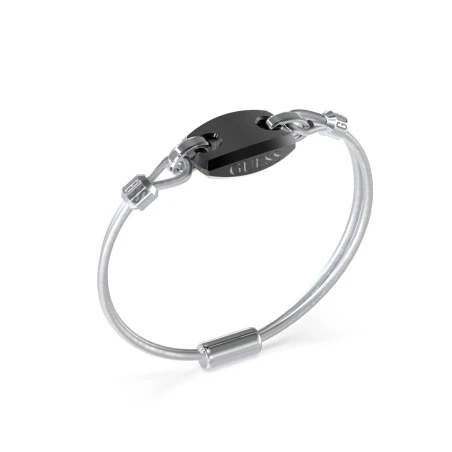 Pulsera Guess Poseidon Acero Plateado y Negro Hombre JUMB05041JWSTBKS