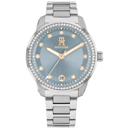 Reloj Tommy Hilfiger Th85 Crystals Plateado y Azul Analógico Mujer 1782795